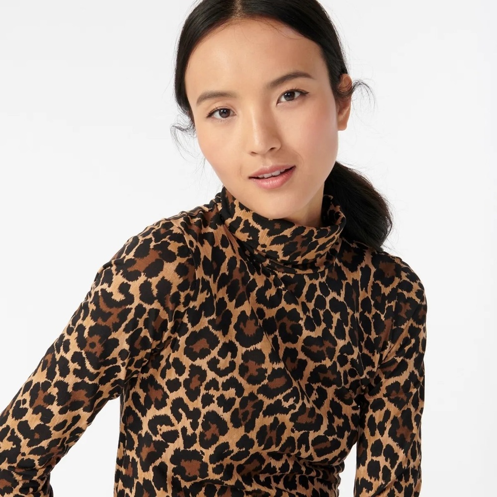 J. Crew Leopard Print Tissue Turtleneck